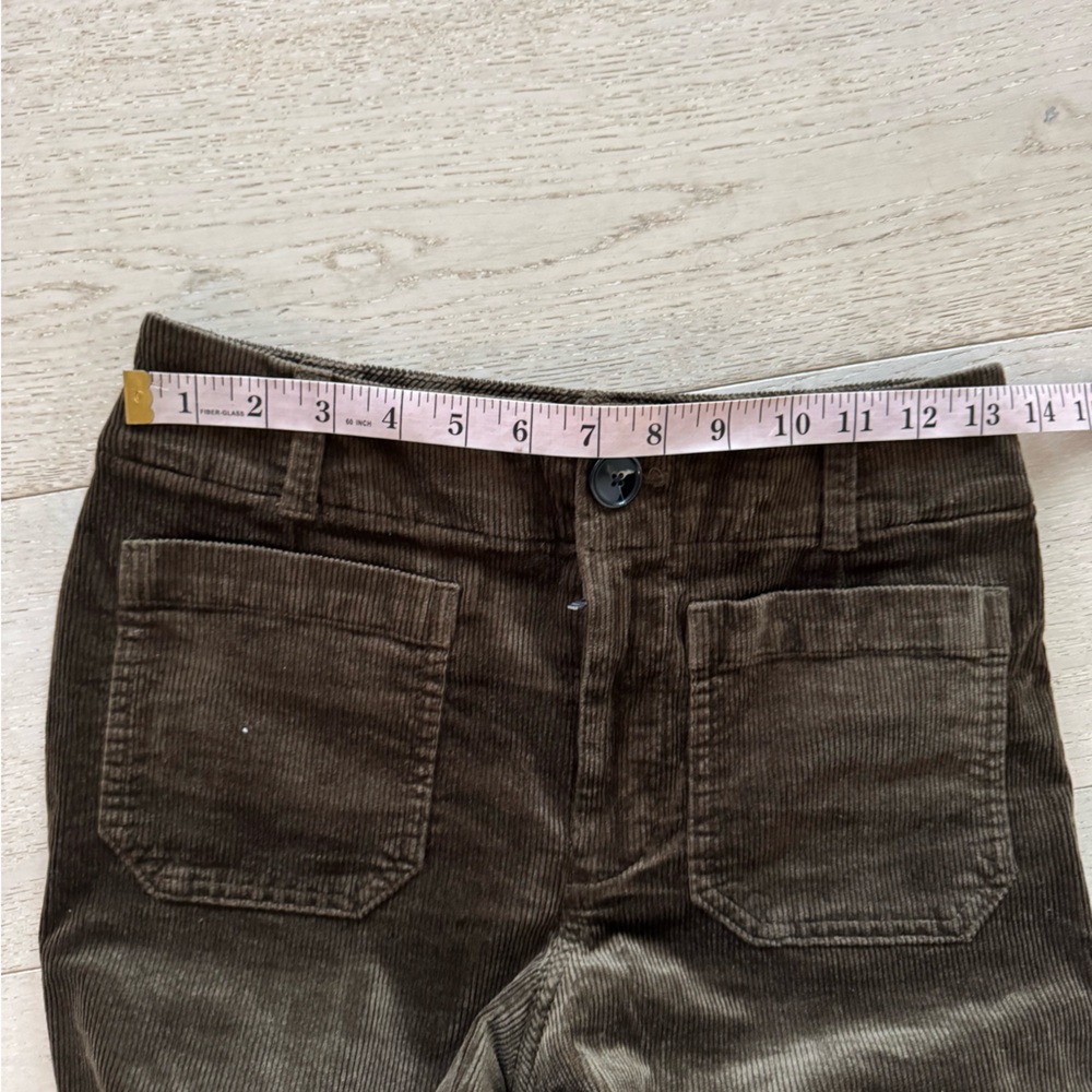 Maeve Anthropologie Colette Corduroy Wide Leg Crop Pants Olive Green 25P - Picture 9 of 9